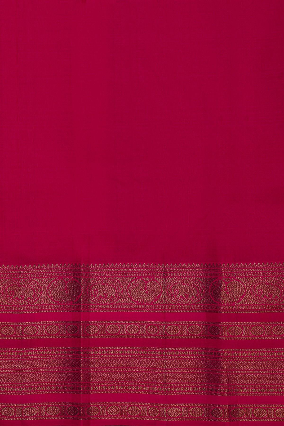 Kancheepuram Silk Dark Pink Saree With Floral And Peacock Buttis Body