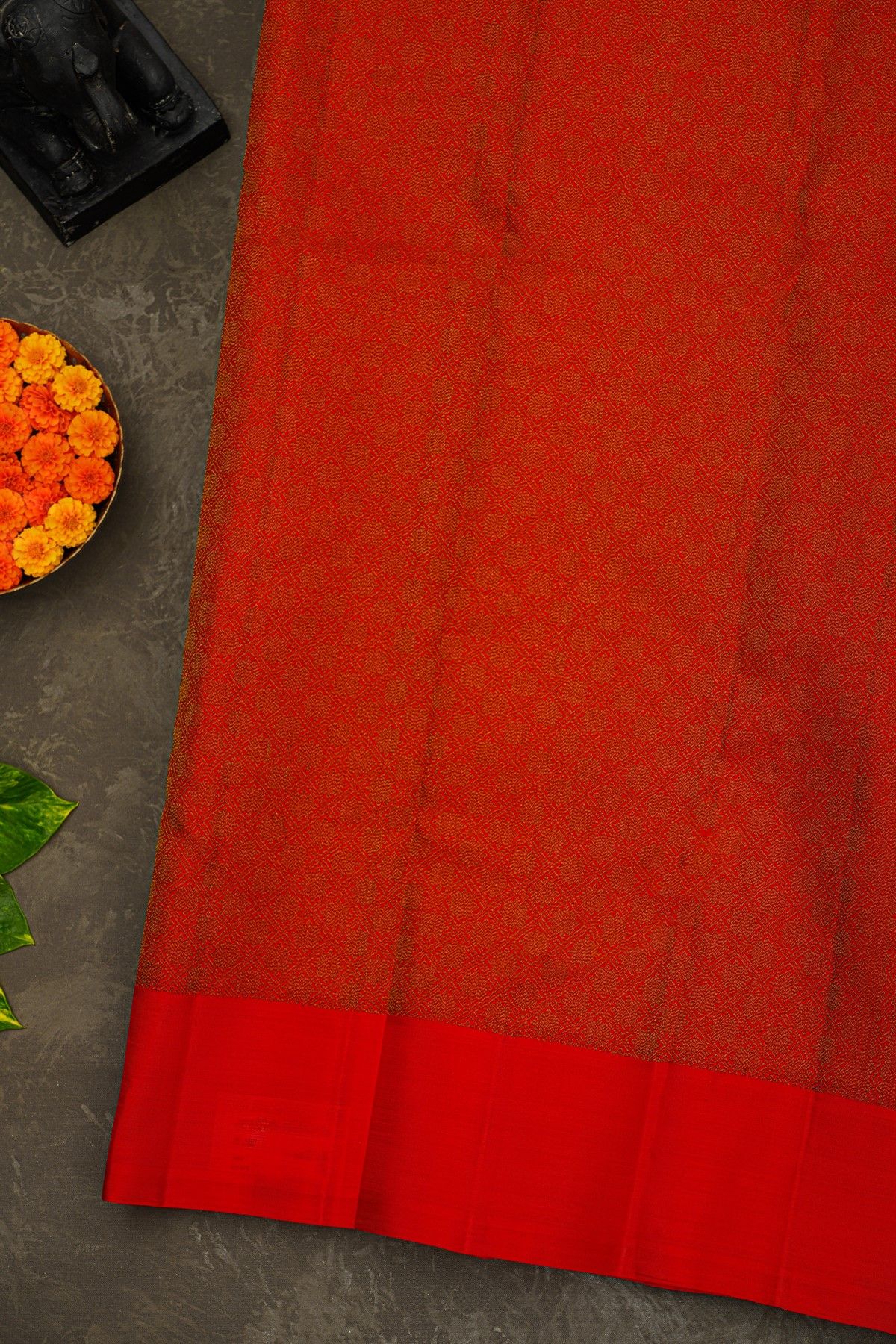 Kancheepuram Silk Peach Pink Saree With Zari Lines And Florals Body