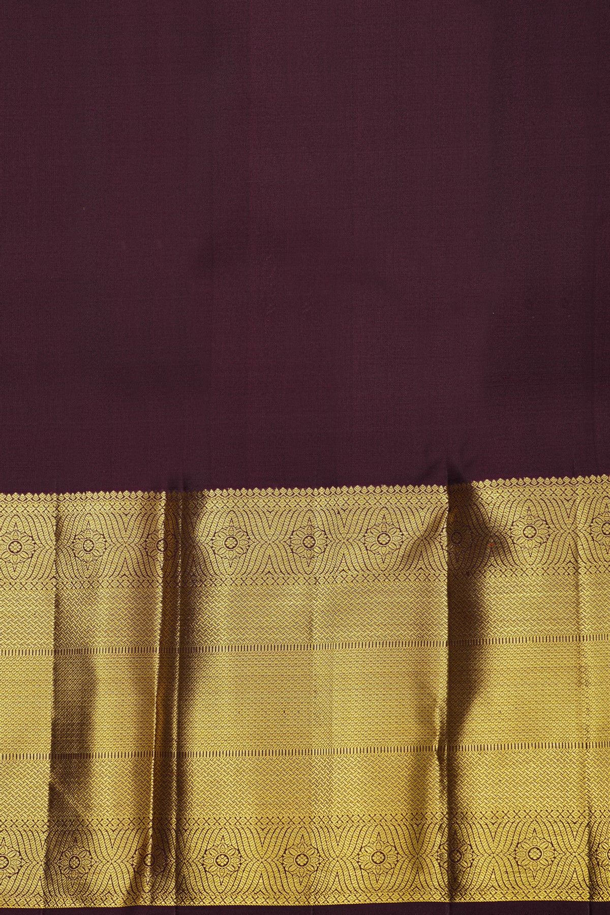 Kancheepuram Silk Dark Wine Saree With Gandaberunda Buttis And Birds Body