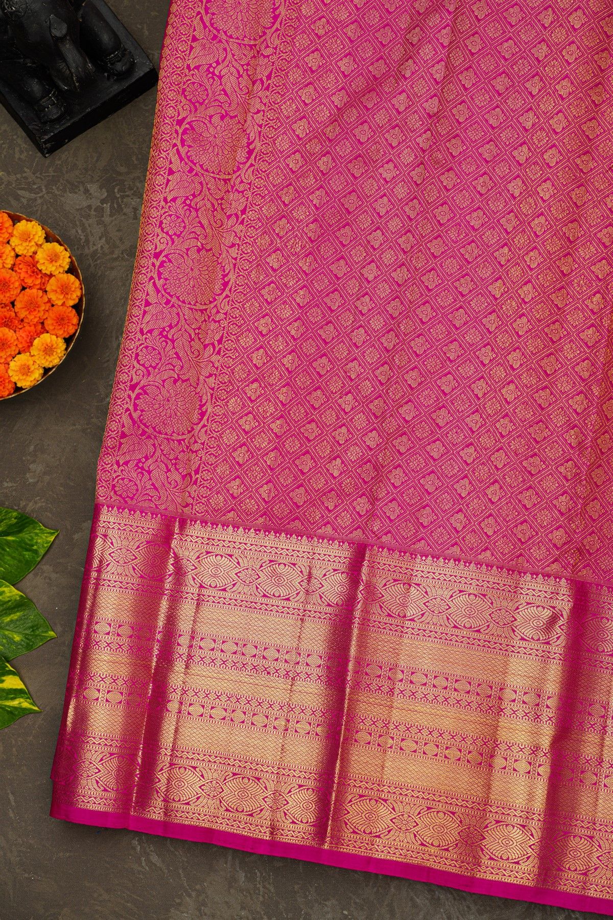 Kancheepuram Silk Red Saree With Florals And Buttis Body