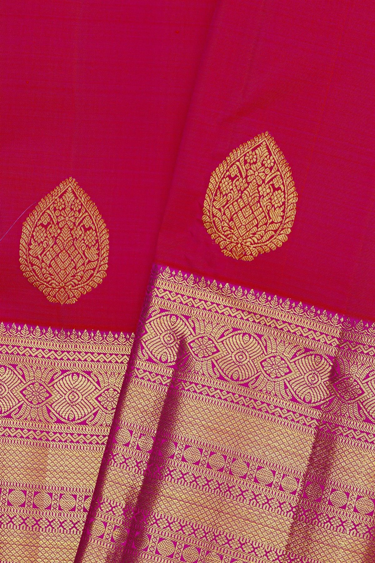 Kancheepuram Silk Red Saree With Florals And Buttis Body