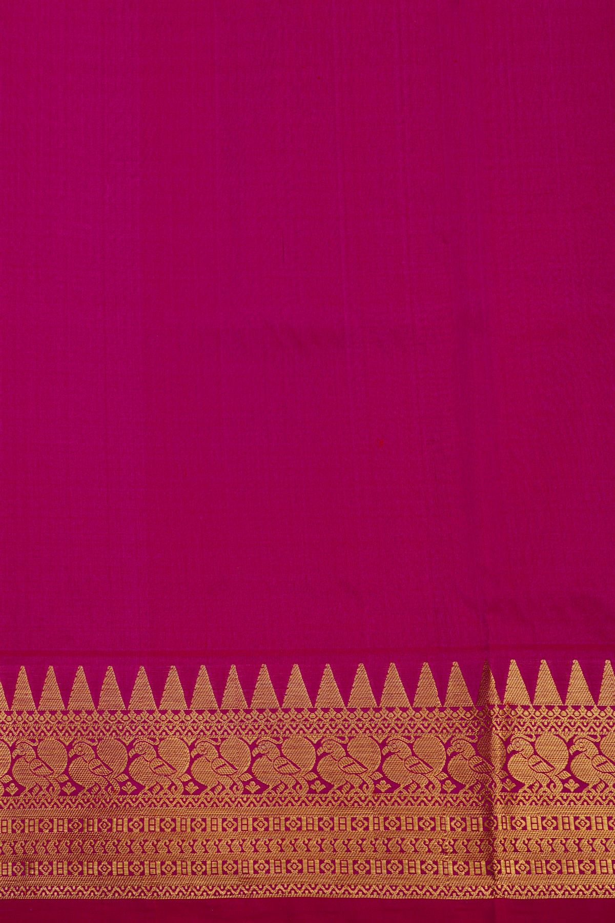 Venkatagiri Silk Rani Pink Saree With Florals And Peacocks Border