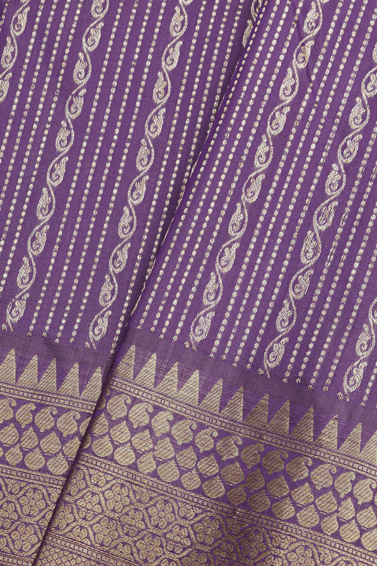 Venkatagiri Silk Lavender Saree With Florals And Paisley Border