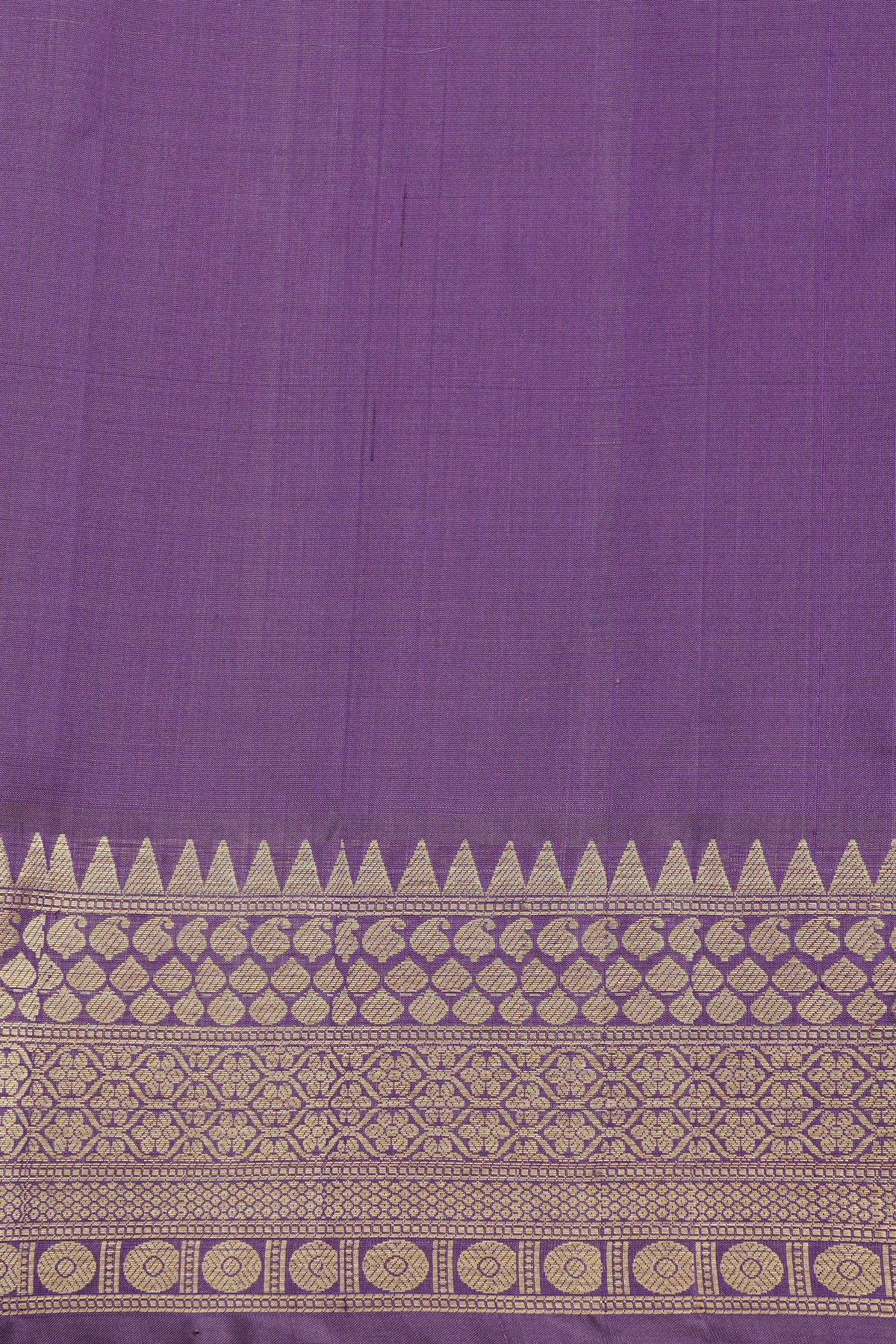 Venkatagiri Silk Lavender Saree With Florals And Paisley Border