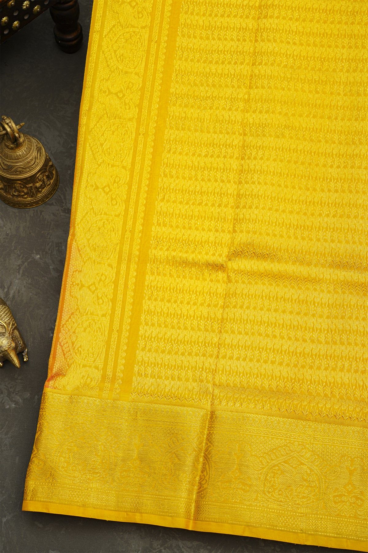 Venkatagiri Silk Peach Orange Saree With Bird And Animal Motif Border