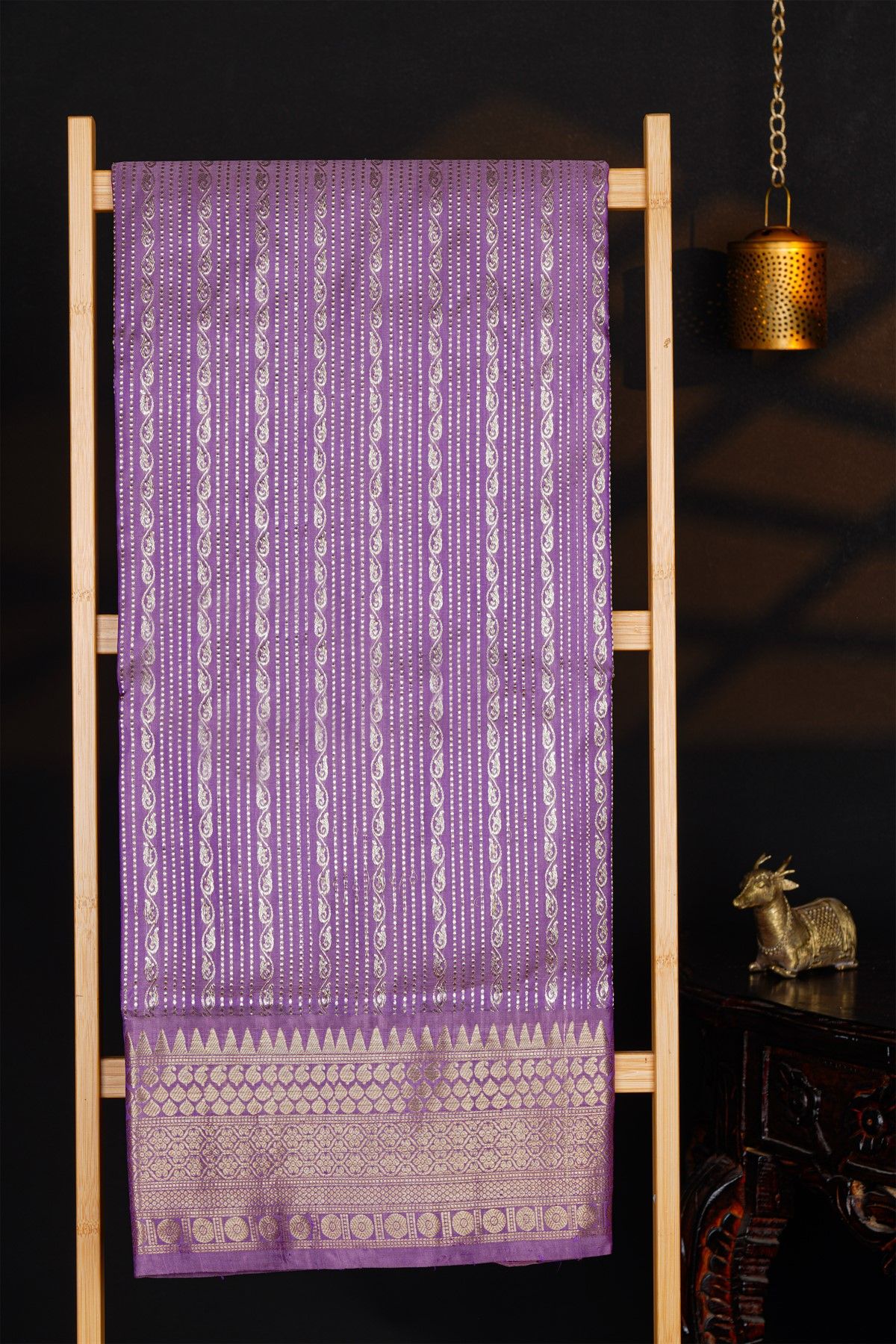 Venkatagiri Silk Purple Saree With Florals And Paisleys Border