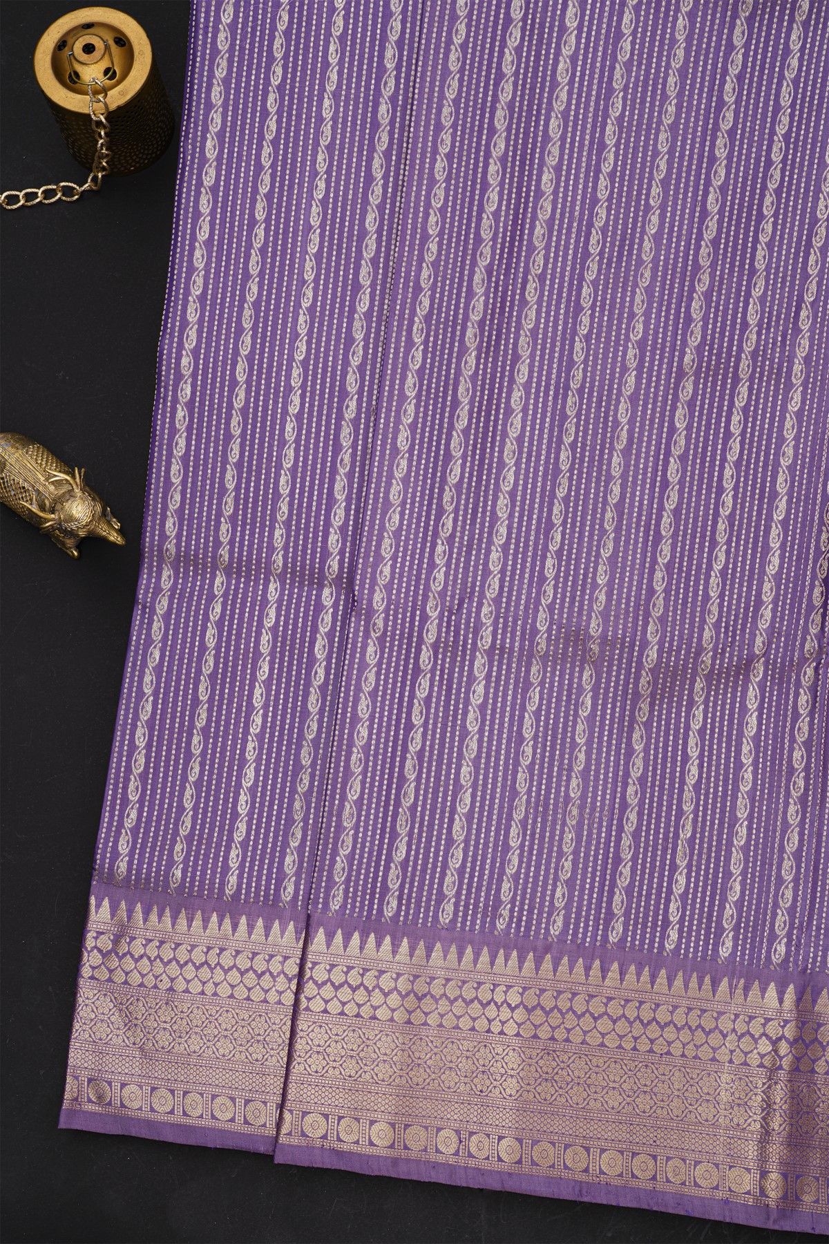 Venkatagiri Silk Purple Saree With Florals And Paisleys Border