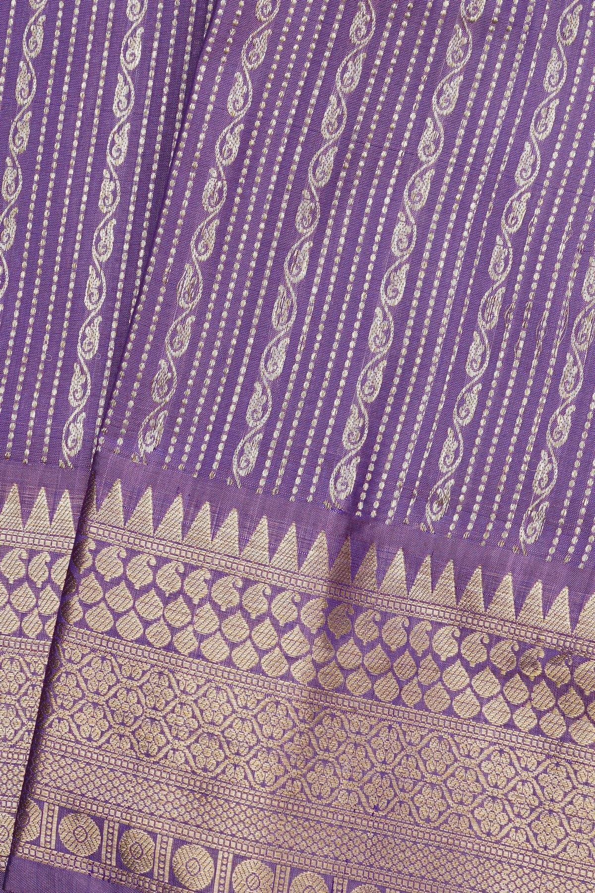 Venkatagiri Silk Purple Saree With Florals And Paisleys Border
