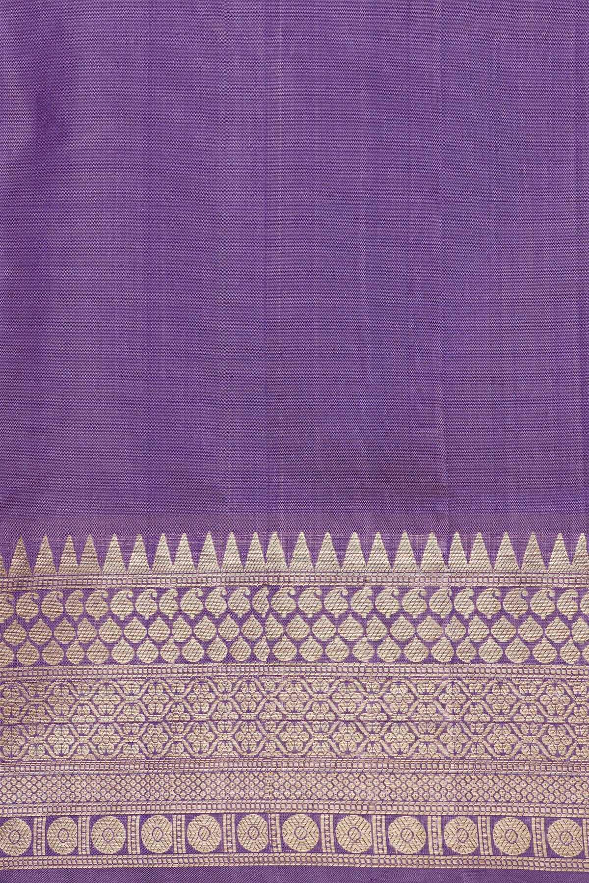 Venkatagiri Silk Purple Saree With Florals And Paisleys Border