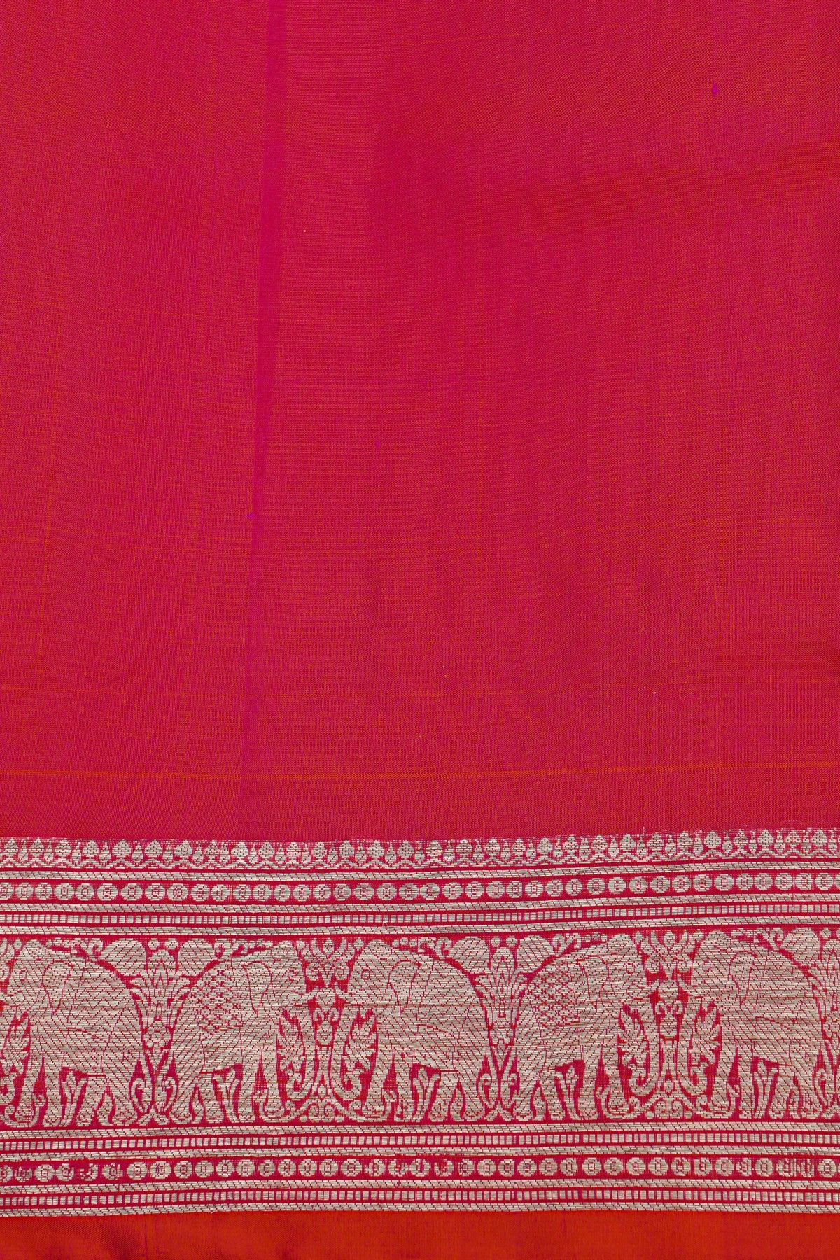 Venkatagiri Silk Rani Pink Saree With Florals And Elephants Border