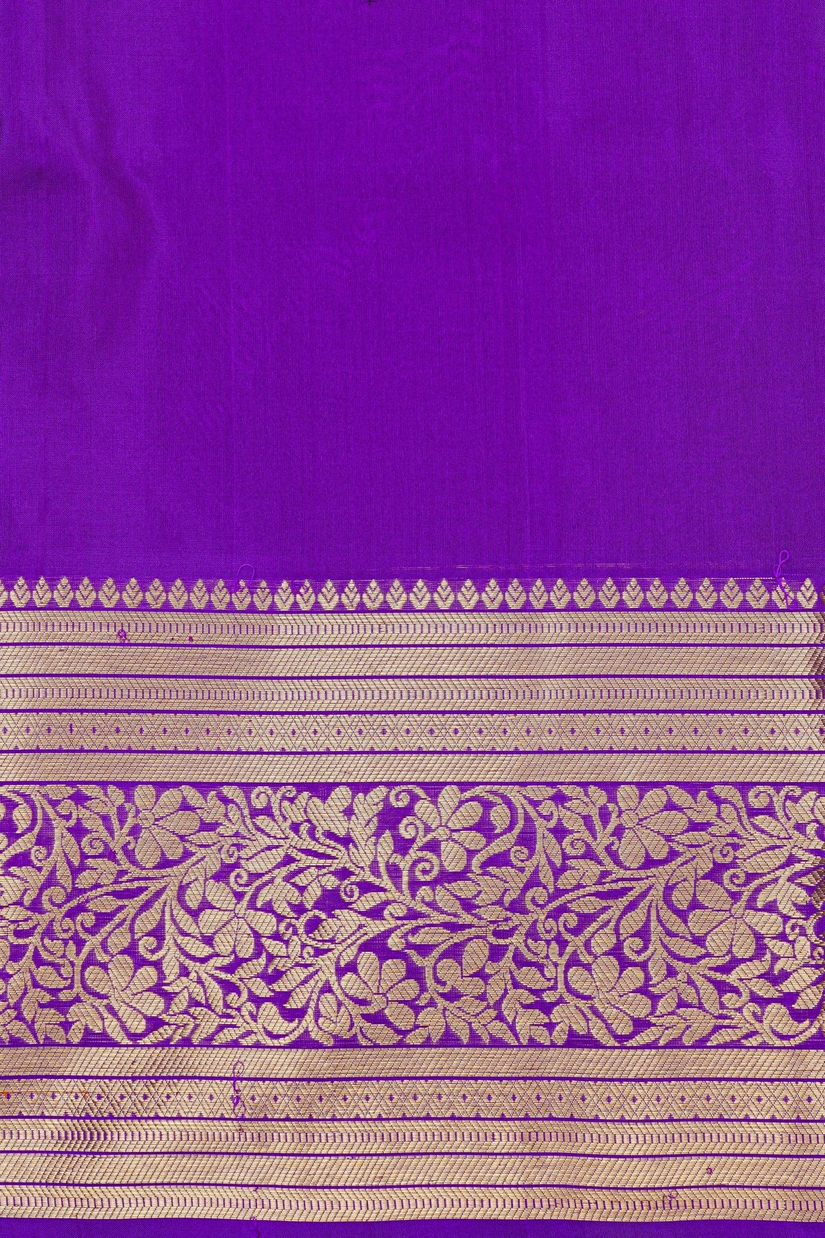 Venkatagiri Silk Red Saree With Florals And Leaves Jaal Border