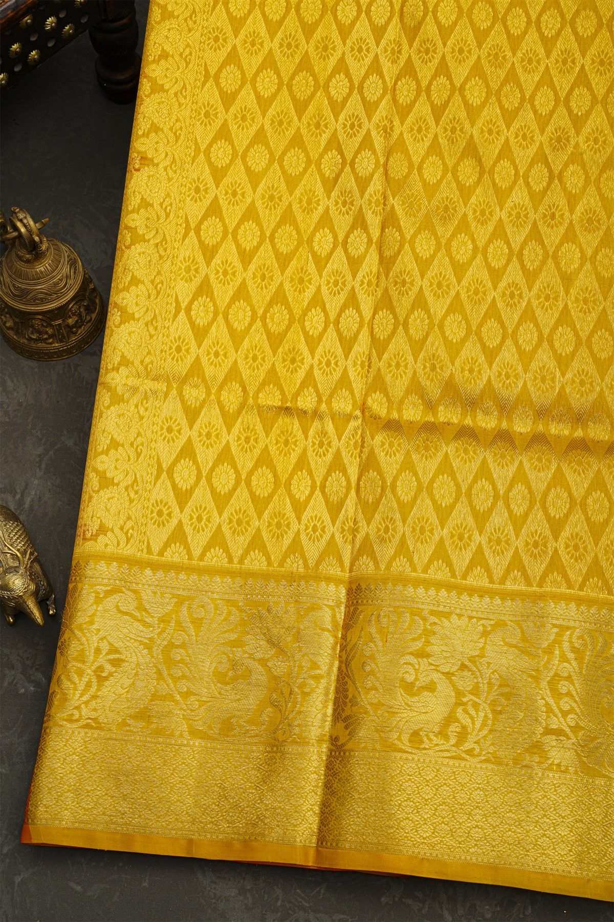 Venkatagiri Silk Brick Red Saree With Peacock And Floral Border