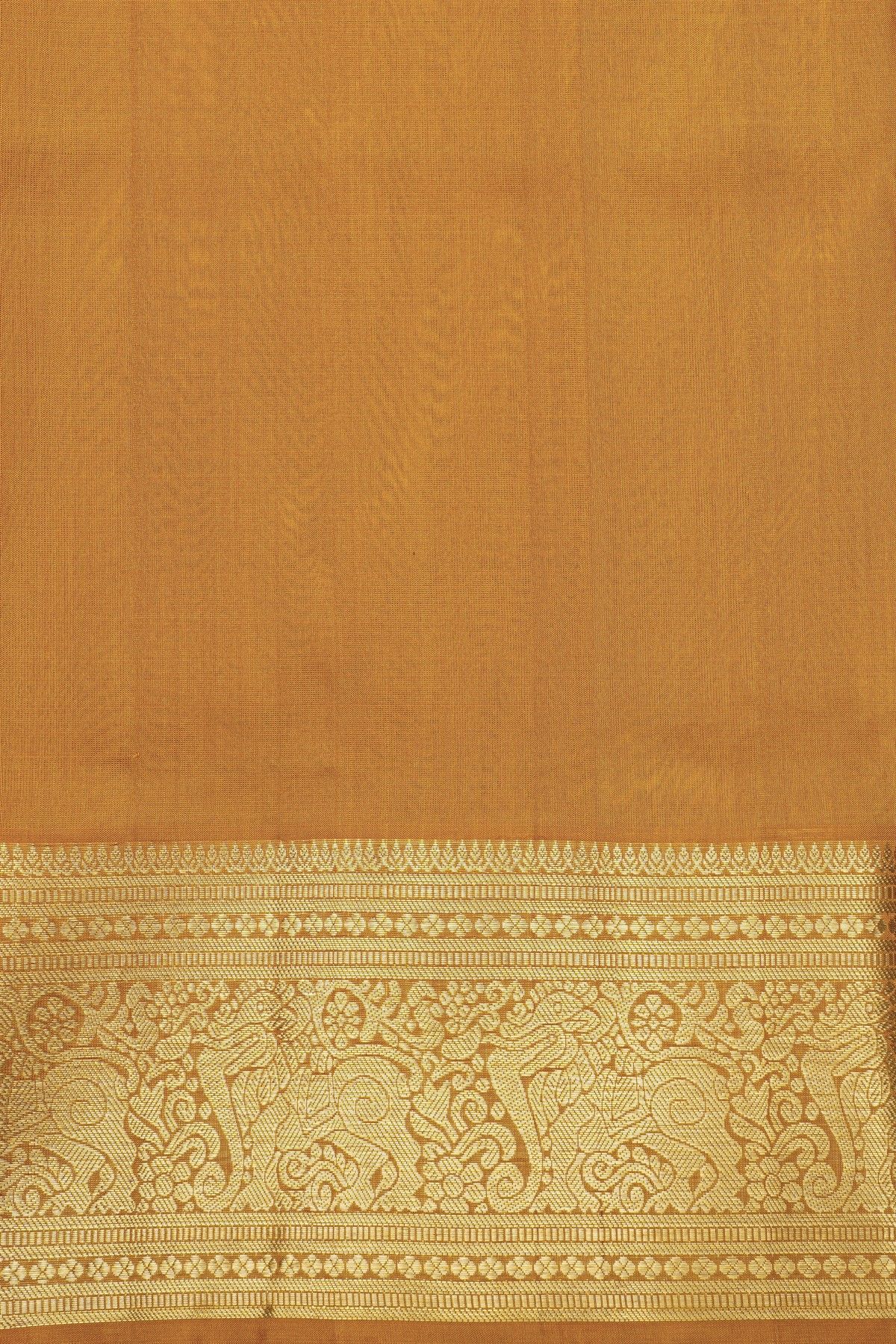 Venkatagiri Silk Mauve Pink And Orange Saree With Florals And Leaves Yallis Border