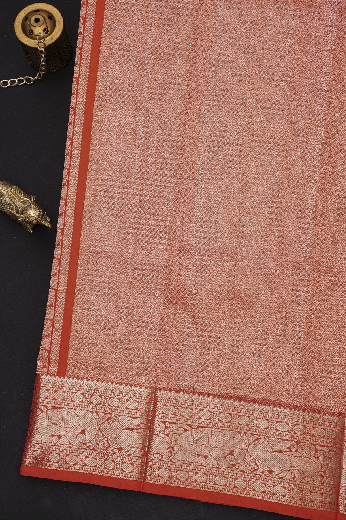 Venkatagiri Silk Red Saree With Elephants And Yali Border