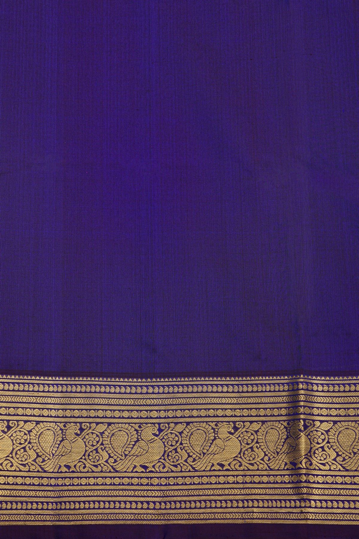 Venkatagiri Silk Dark Violet Saree With Florals And Peacocks Motif Border