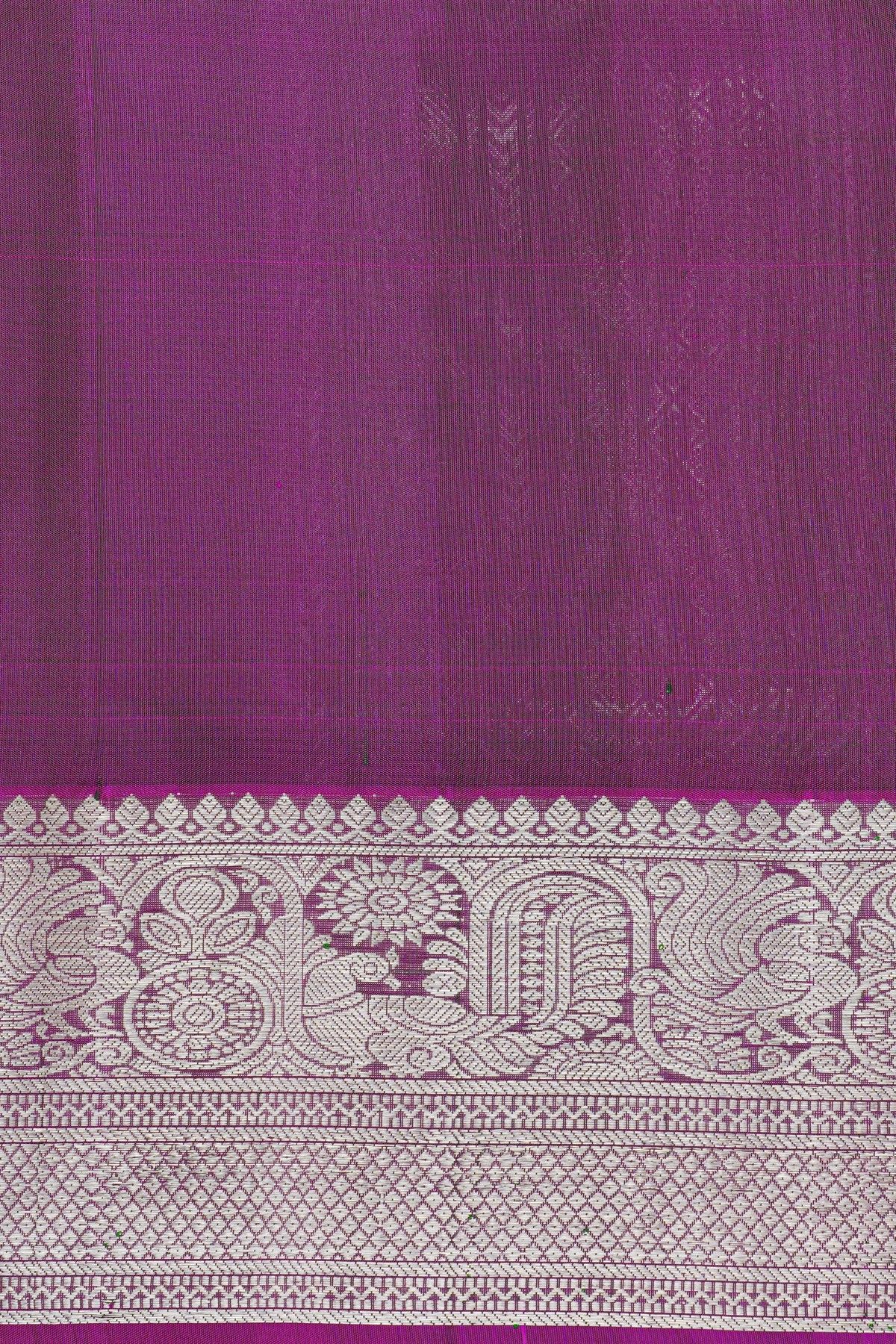Venkatagiri Silk Bottle Green Saree With Florals And Buttis Body