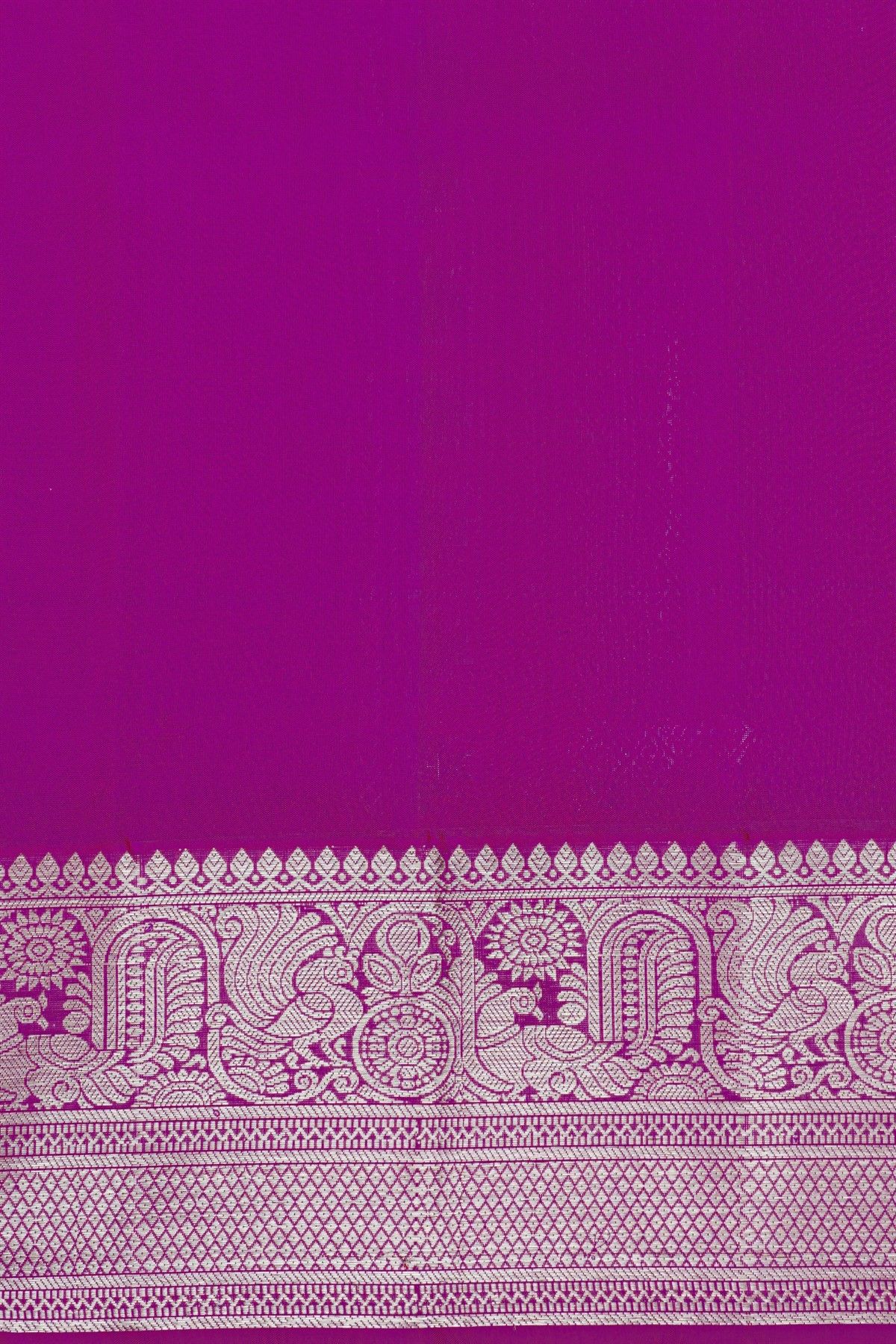 Venkatagiri Silk Purple Saree With Florals And Leaves Birds Border