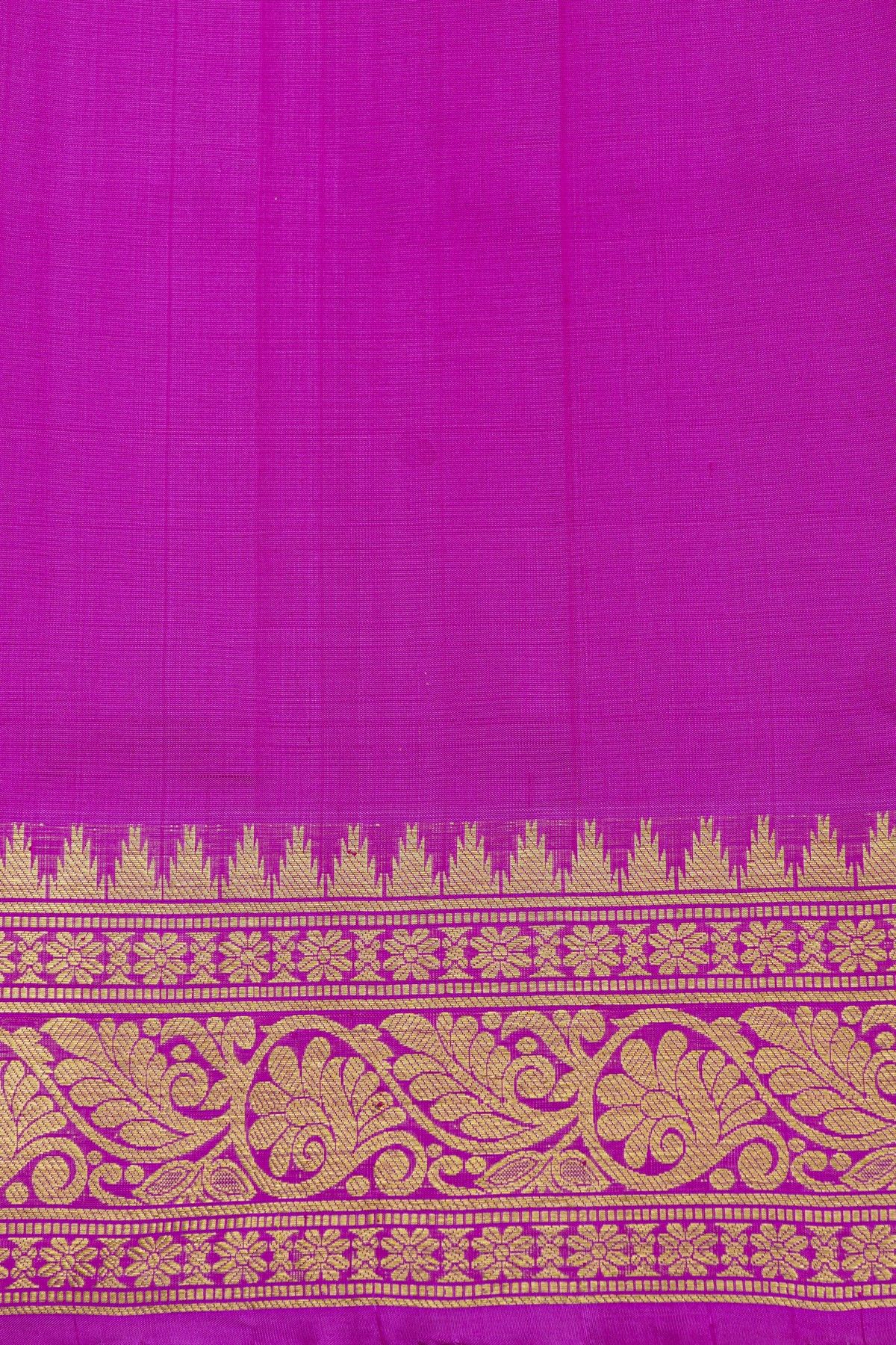 Venkatagiri Silk Rani Pink Saree With Floral And Leaf Jaal Border
