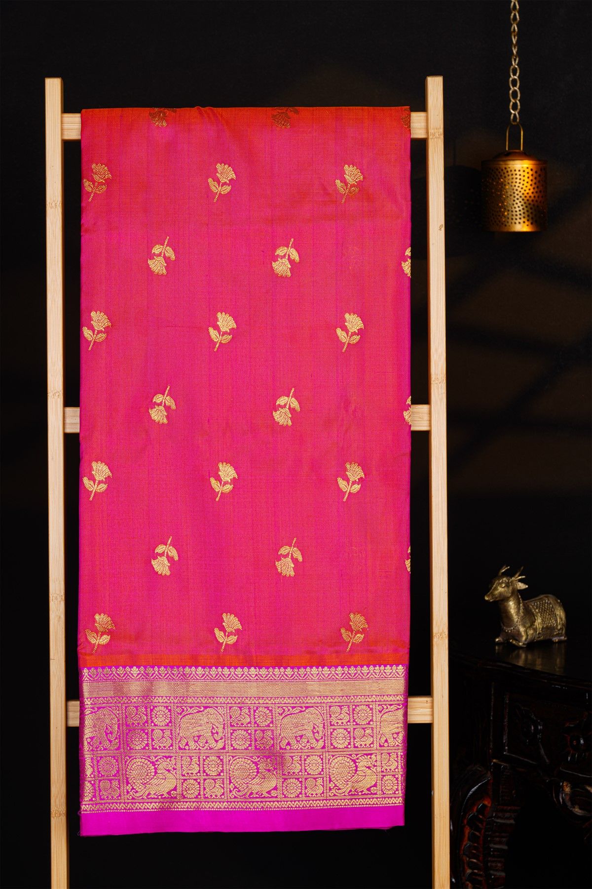 Venkatagiri Silk Red Saree With Florals And Buttis
