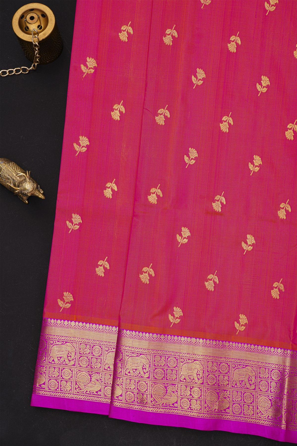 Venkatagiri Silk Red Saree With Florals And Buttis