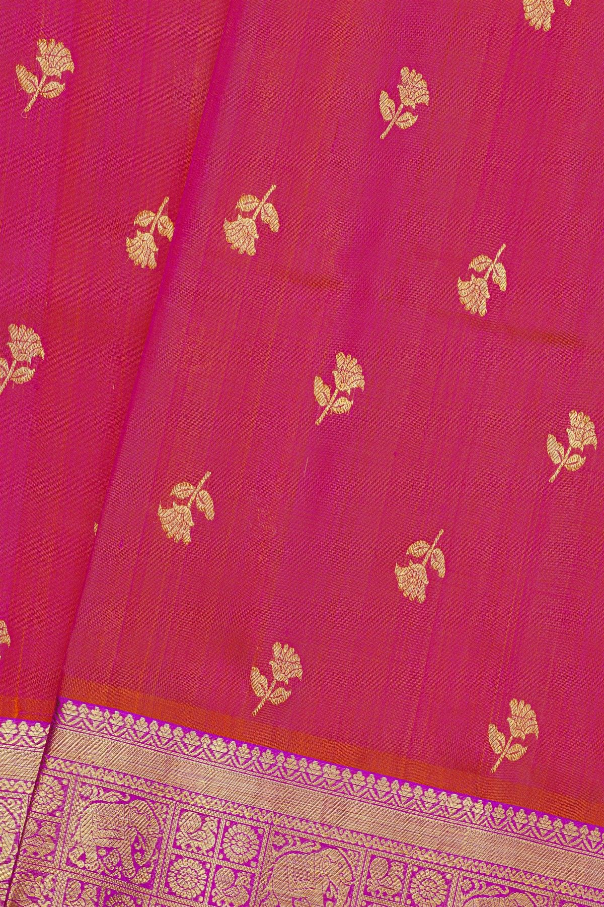 Venkatagiri Silk Red Saree With Florals And Buttis