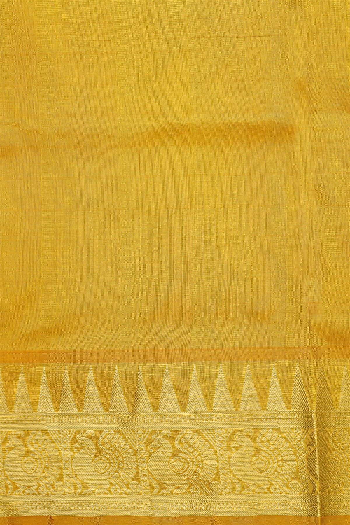 Venkatagiri Silk Mint Green Saree With Peacocks And Temple Motifs Border