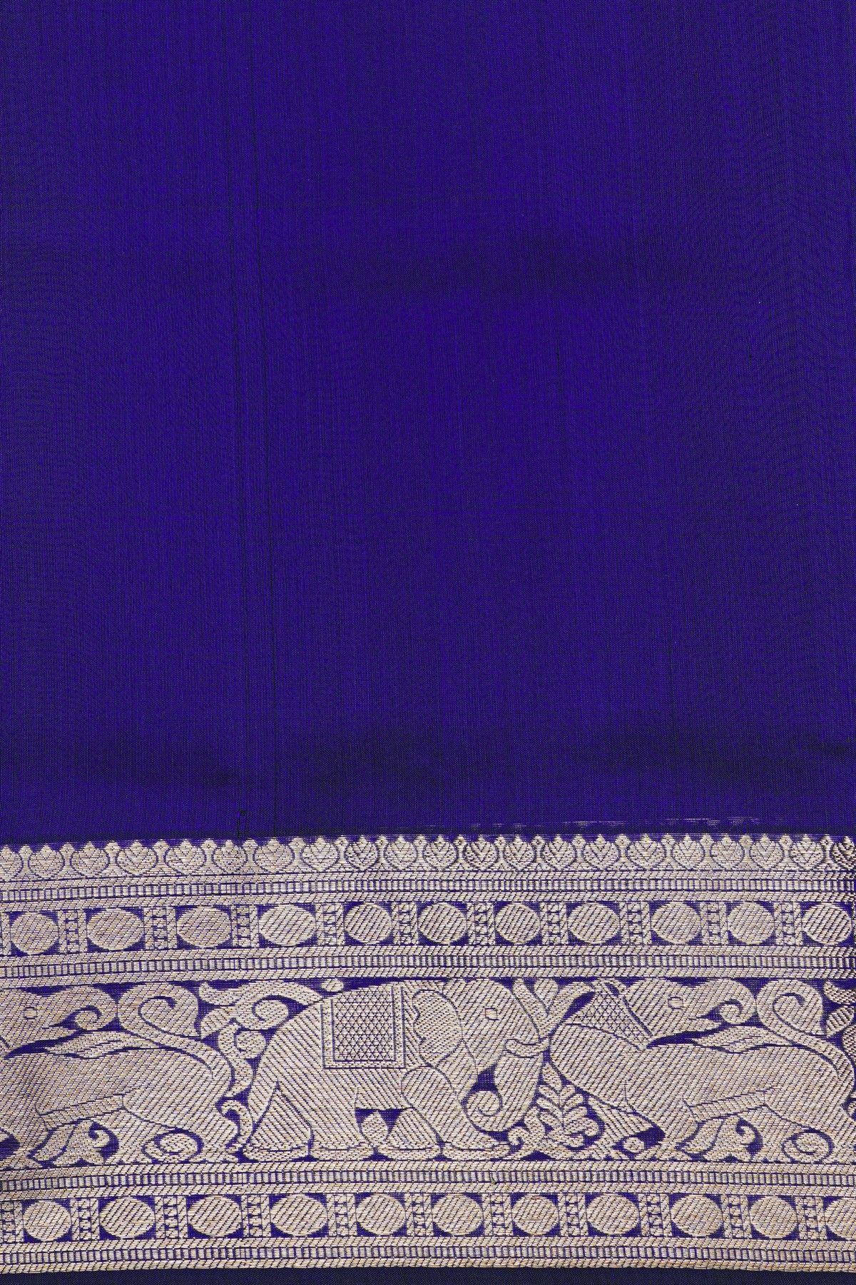 Venkatagiri Silk Royal Blue Saree With Elephants And Yali Border