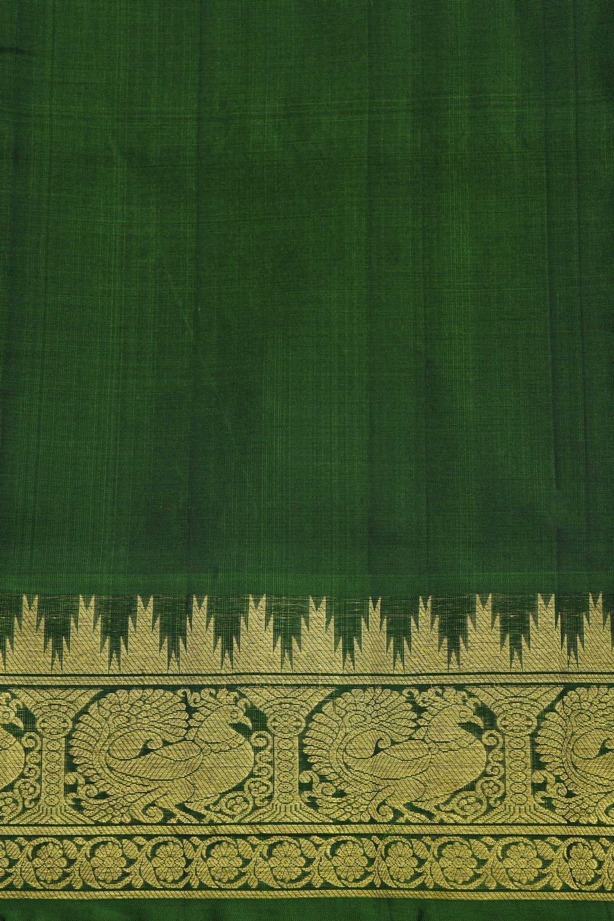 Venkatagiri Silk Peacock Blue Saree With Animal And Bird Body