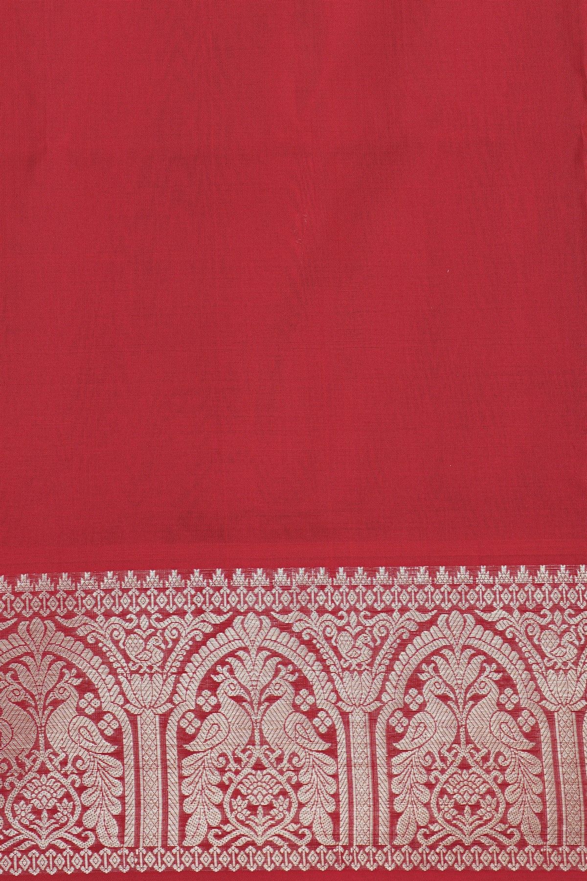 Venkatagiri Silk Maroon Saree With Floral And Peacock Temple Border