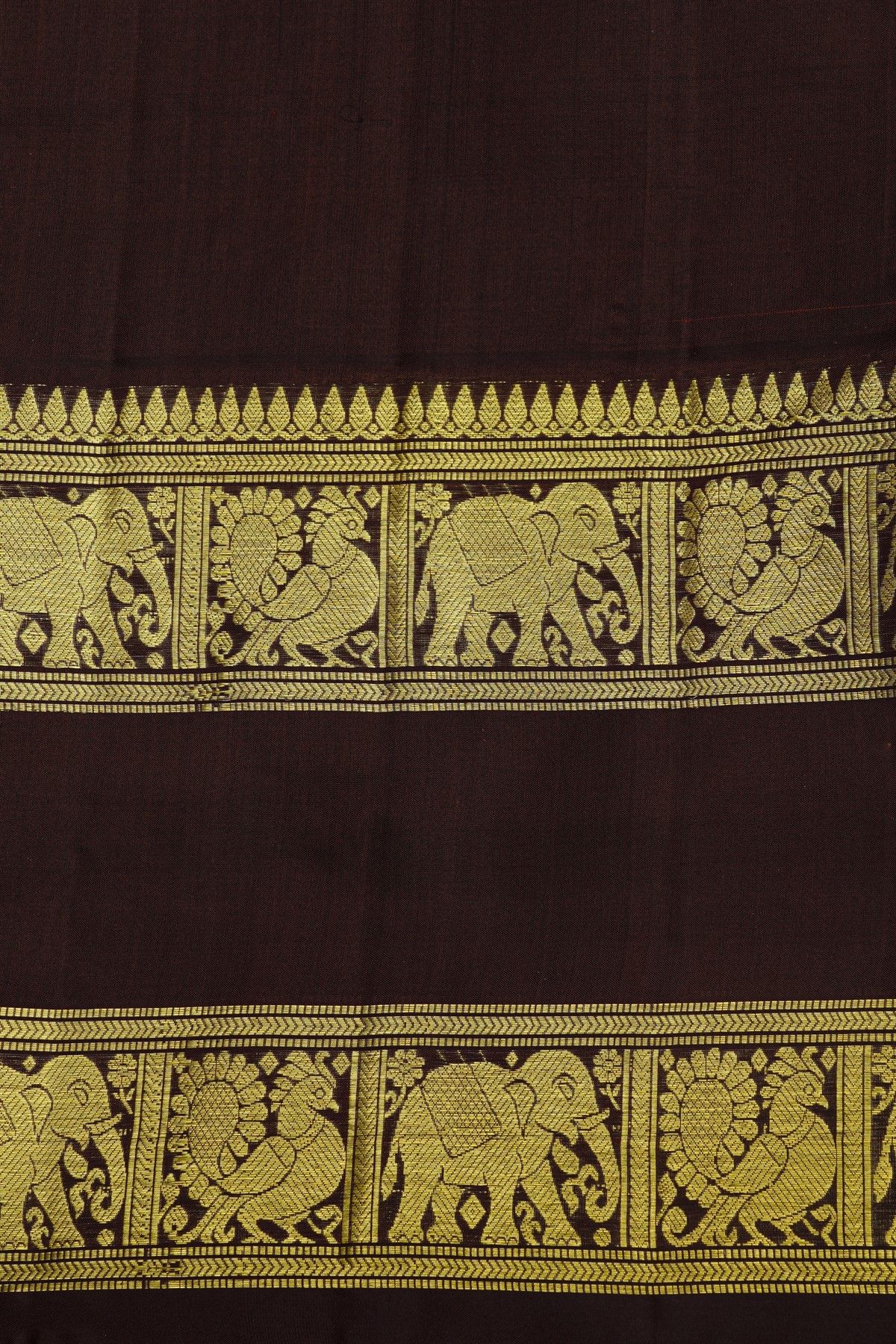 Venkatagiri Silk Rust Brown Saree With Floral And Leaf Buttis In Thread Work Body