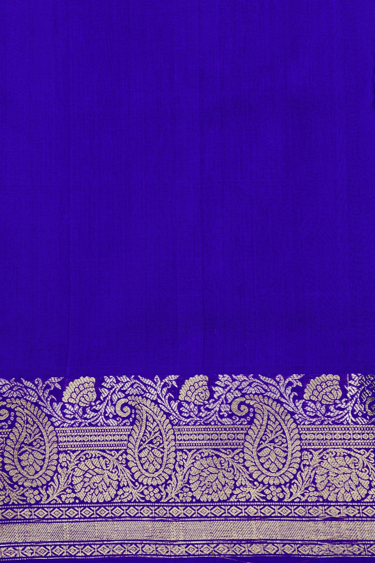 Venkatagiri Silk Royal Blue Saree With Zari Checks And Floral Buttis Body