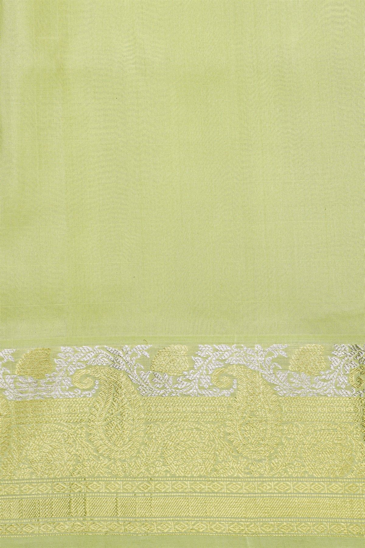 Venkatagiri Silk Pista Green Saree With Checks Floral And Buttis Body