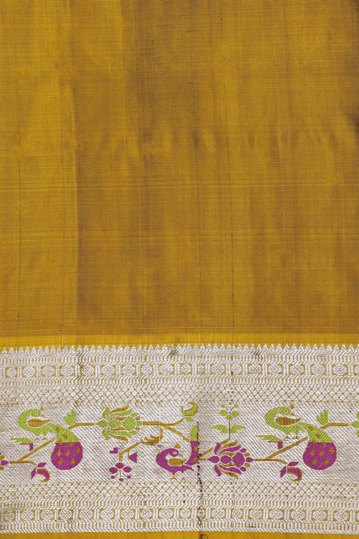 Venkatagiri Silk Dark Brown Saree With Zari Checks And Floral Buttis Body