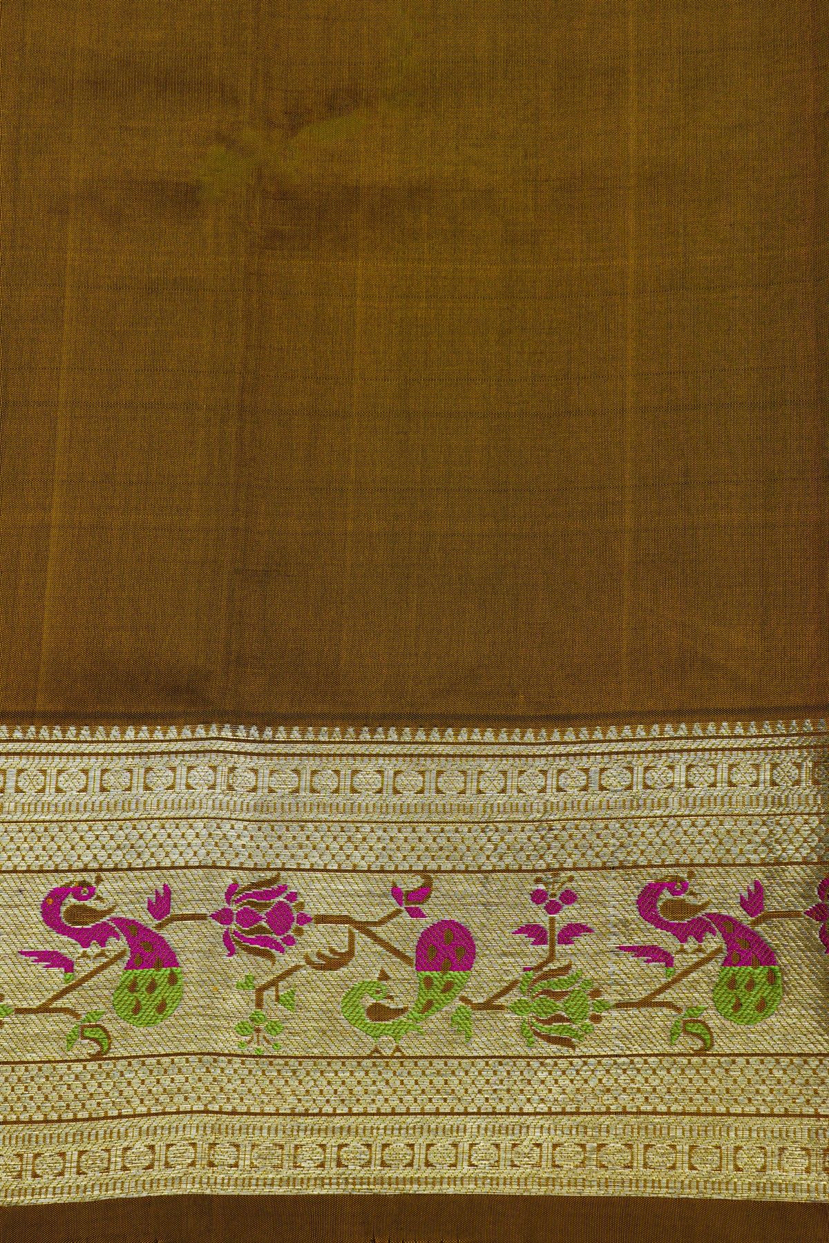 Venkatagiri Silk Yellow Saree With Zari Checks And Floral Buttis Body