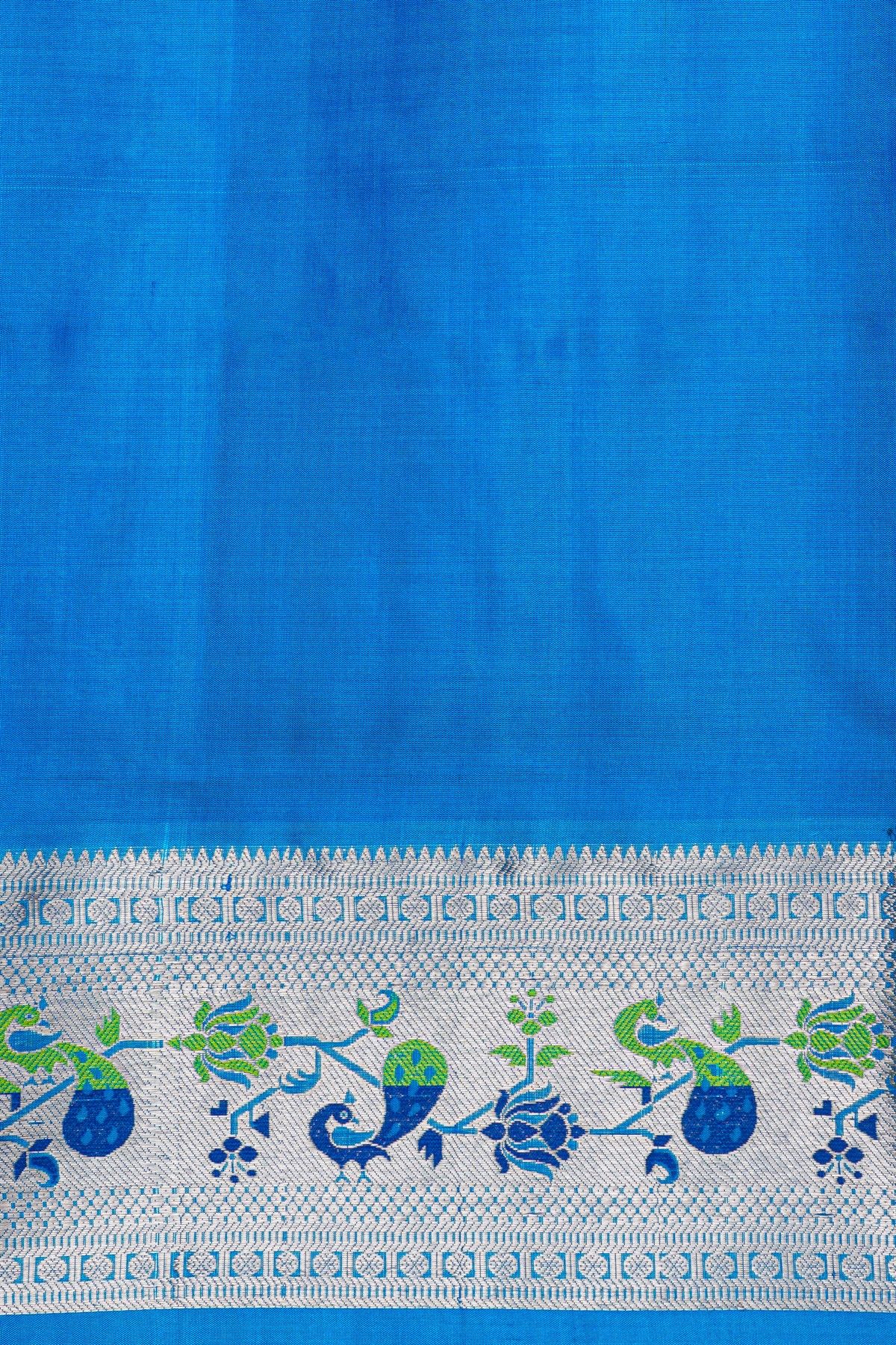 Venkatagiri Silk Royal Blue Saree With Zari Checks Floral And Buttis Body