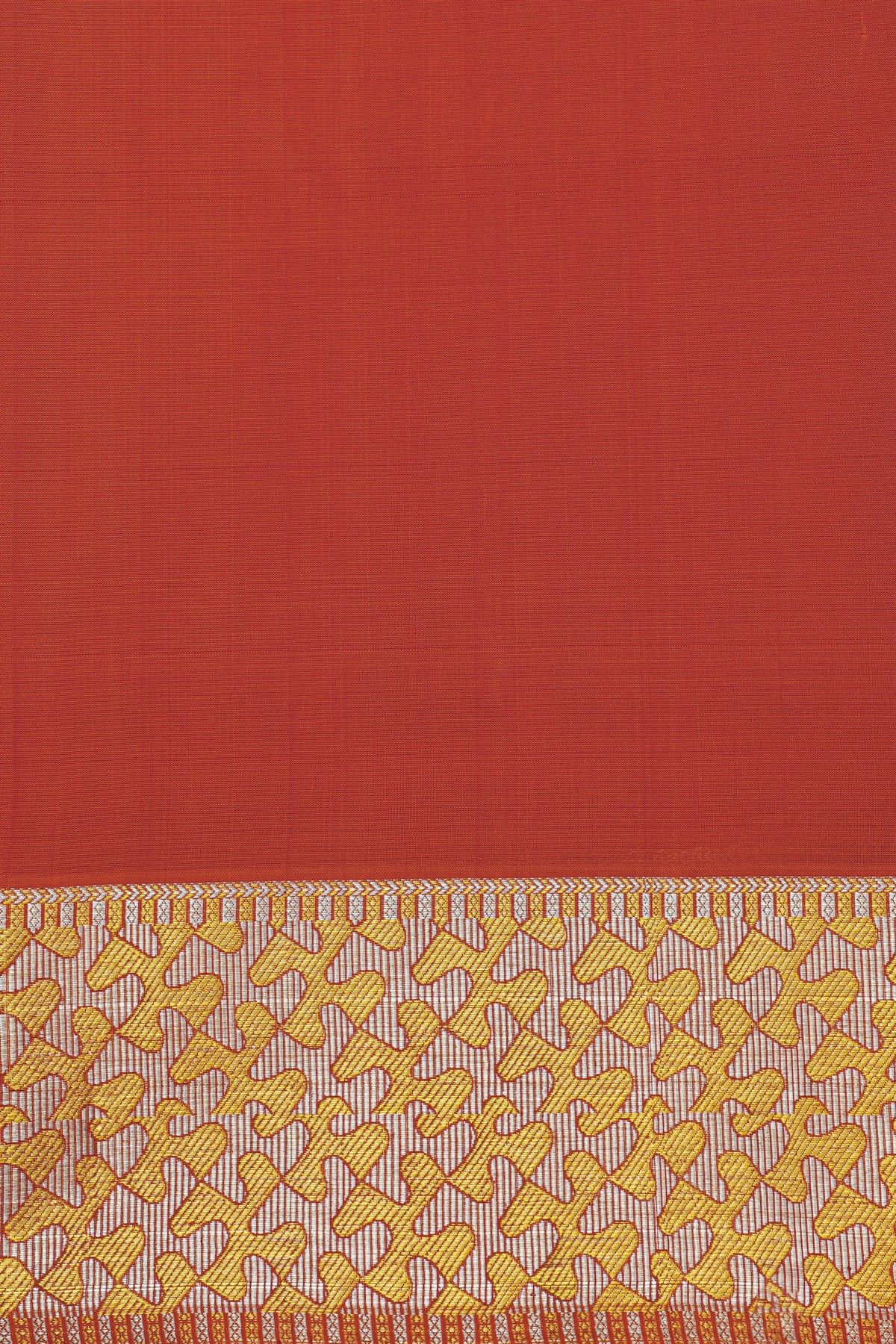 Venkatagiri Silk Brick Red Saree With Floral And Temple Border