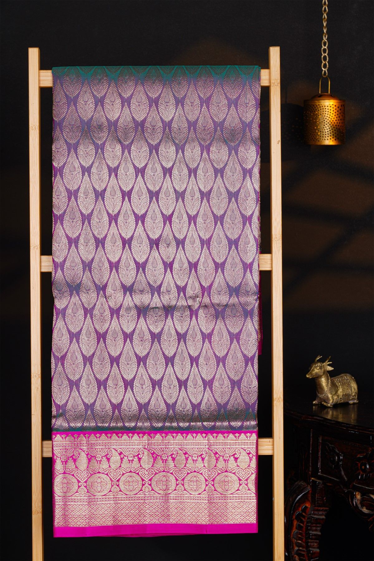 Venkatagiri Silk Mauve Saree With Florals And Buttis Body