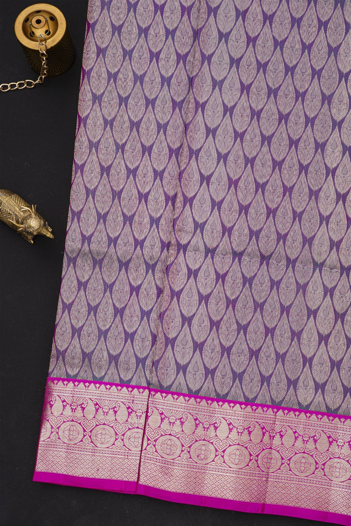 Venkatagiri Silk Mauve Saree With Florals And Buttis Body