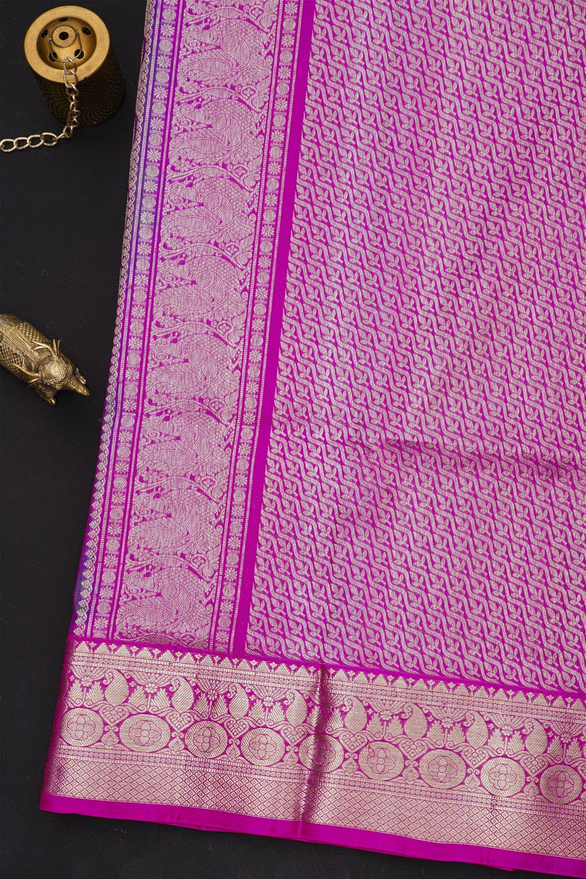 Venkatagiri Silk Mauve Saree With Florals And Buttis Body