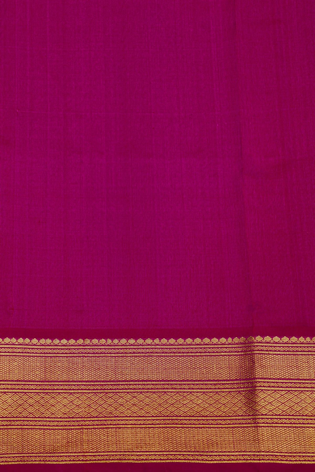 Venkatagiri Silk Rani Pink Saree With Floral And Leaf Body