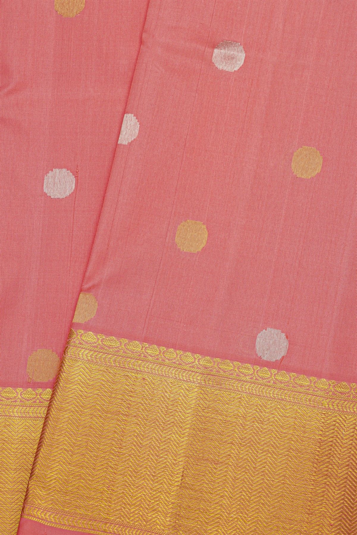 Venkatagiri Silk Baby Pink Saree With Florals And Peacocks Jamdani Pallu