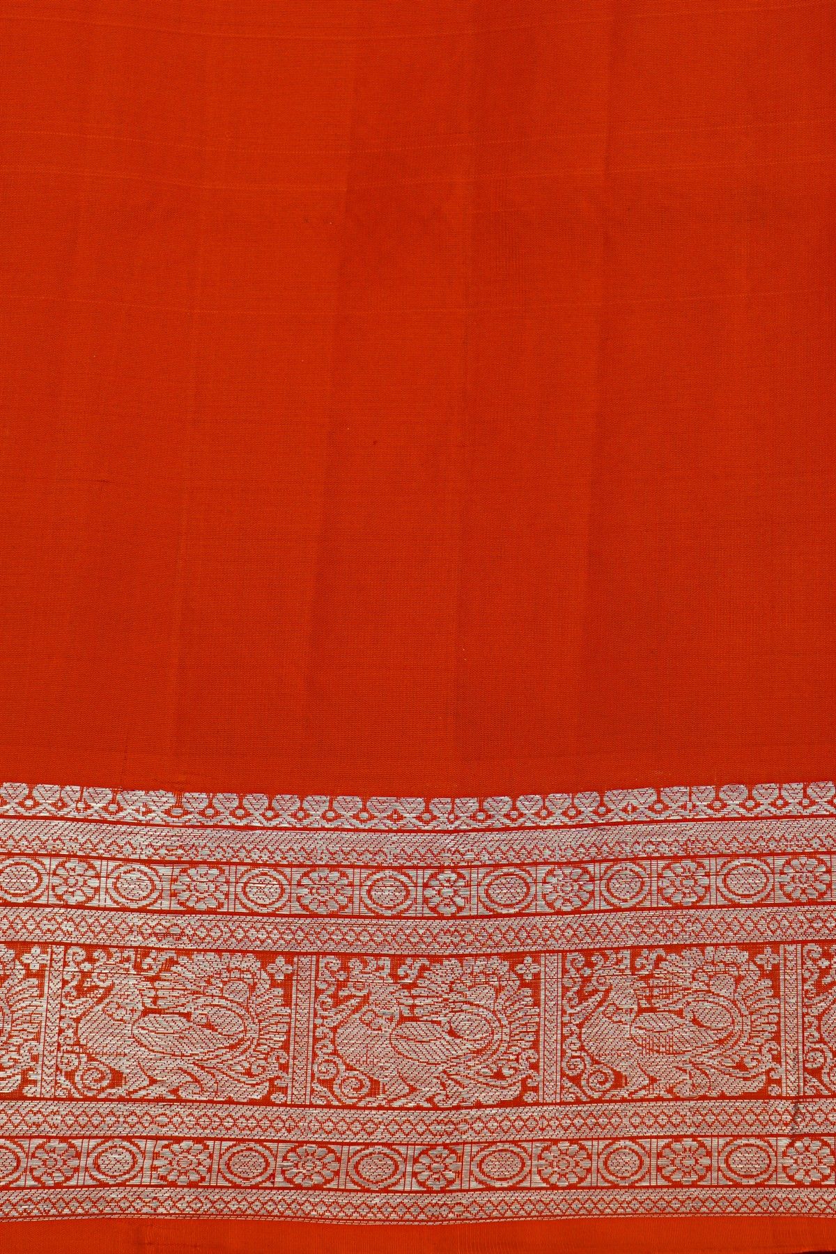 Venkatagiri Silk Red Saree With Leaf Jaal And Bird Motifs Body