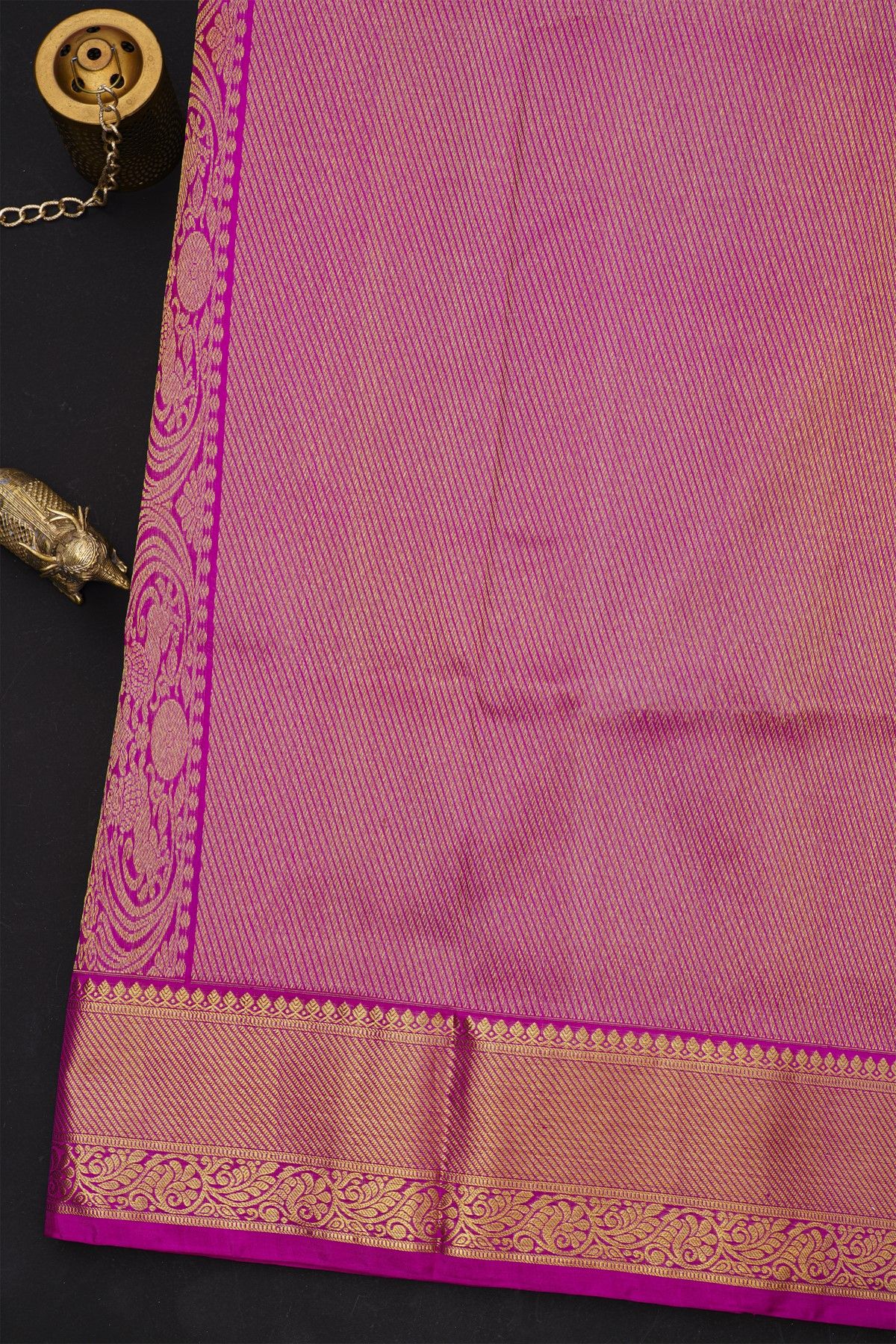 Venkatagiri Silk Rani Pink Saree With Floral And Leaf Jaal Jamdani Body