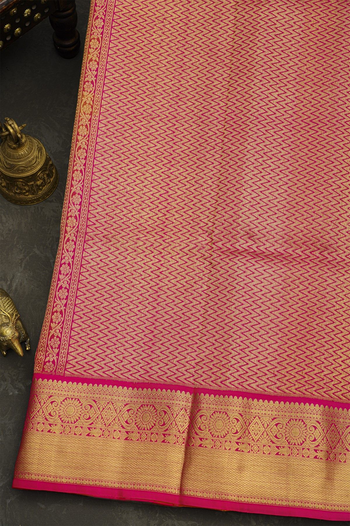 Venkatagiri Silk Yellow Saree With Zari Checks And Peacock Buttis Body