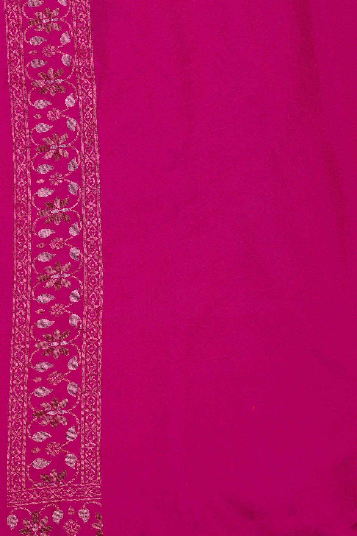 Banarasi Silk Magenta Saree With Florals And Leaves Jaal In Meenakari Border