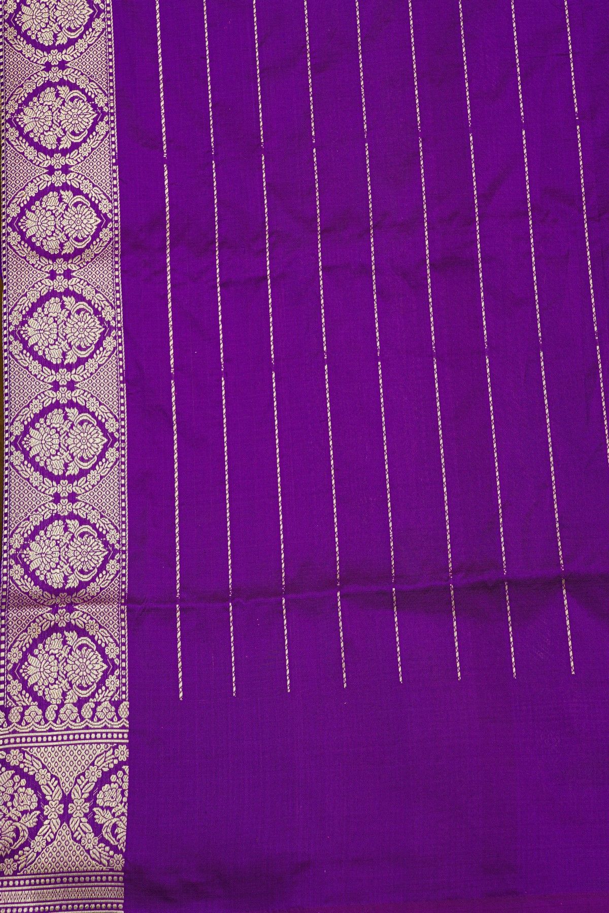 Banarasi Silk Purple Saree With Florals And Leaves In Meenakari Body