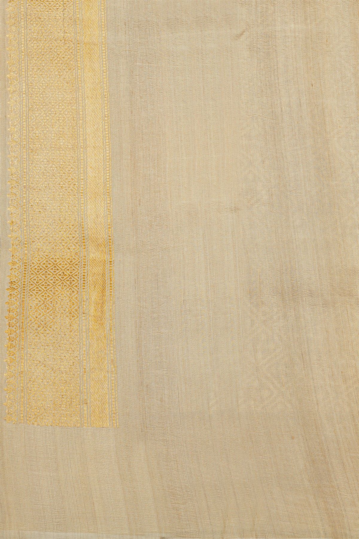 Banarasi Silk Off White Saree With Florals And Leaves In Meenakari Body
