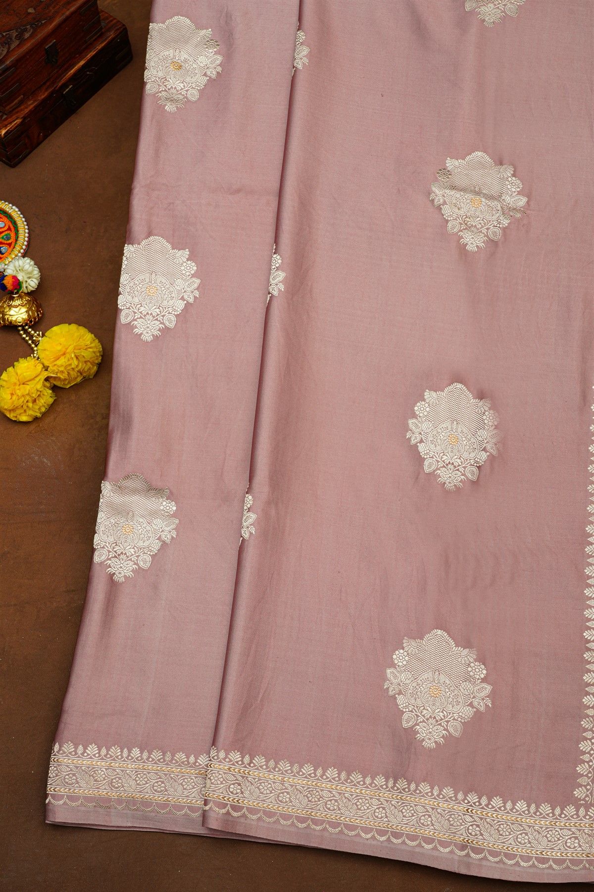Banarasi Silk Lilac Saree With Florals And Buttis Body