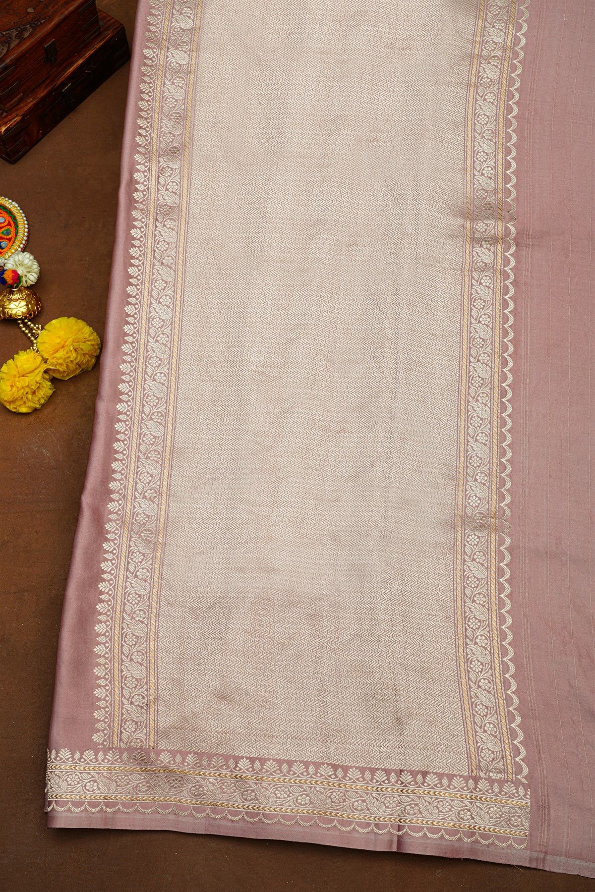 Banarasi Silk Lilac Saree With Florals And Buttis Body