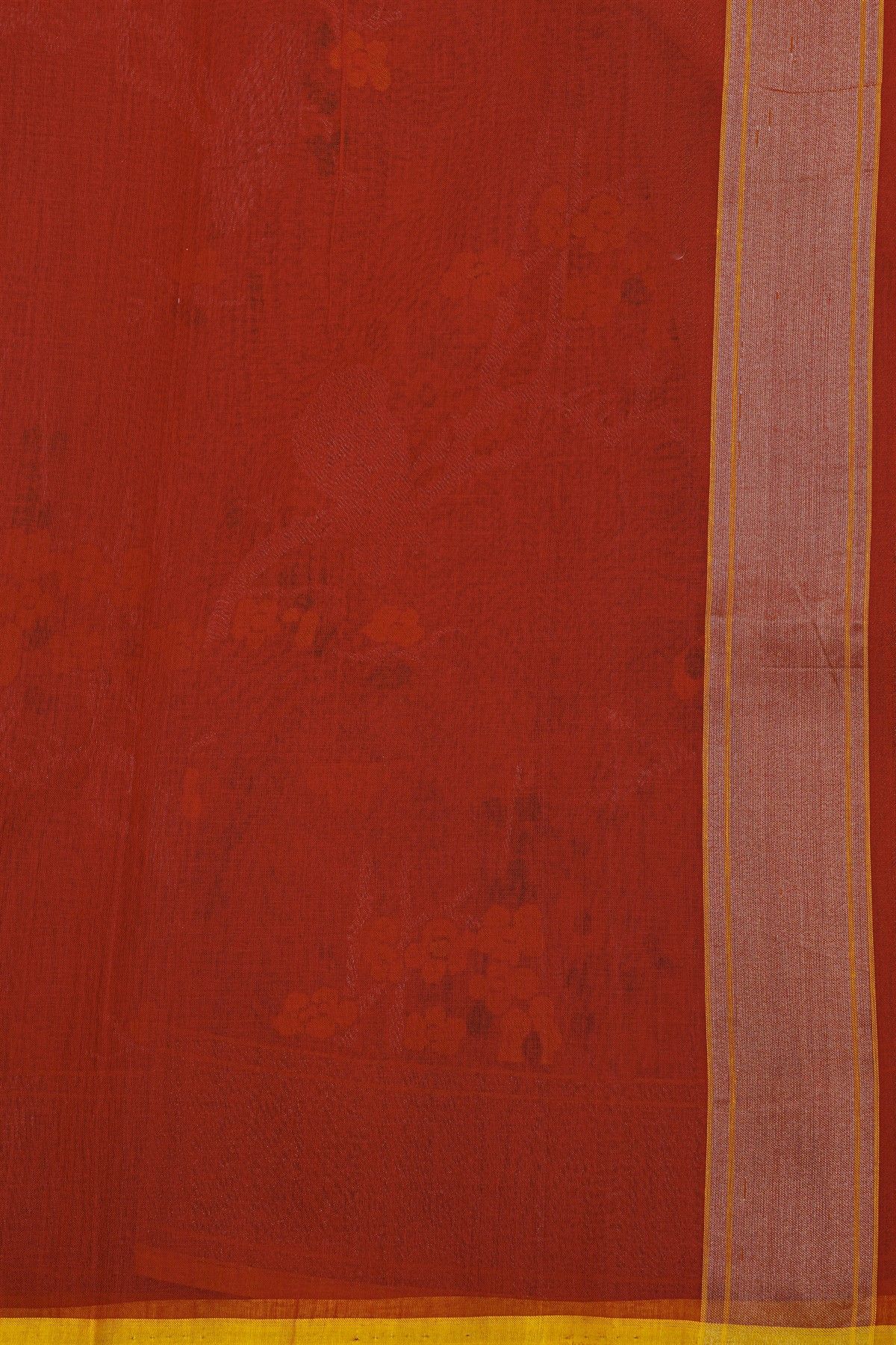 Pure Banarasi Cotton Red Saree With Jamdani Weaving